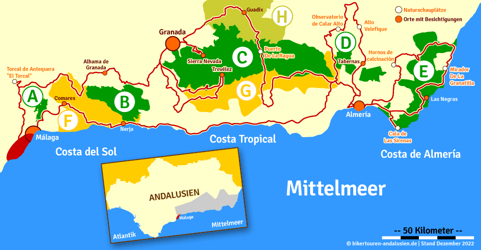 Karte der Granada-Route