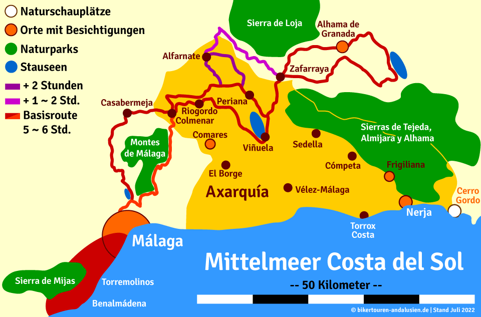 Karte - La Axarquia und der Nordosten